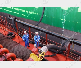 Cargo loading of a tanker with petroleum based products; FHD hose assembly with new longitudinal stripe to avoid torsion